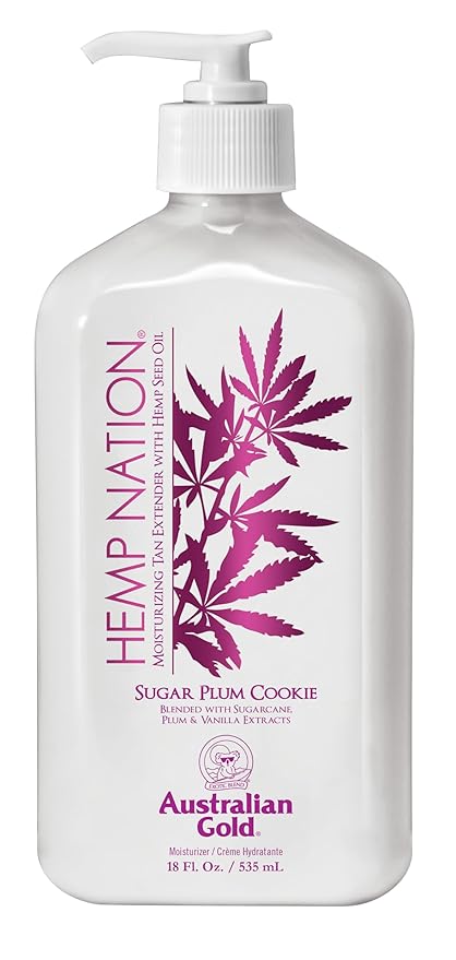 Australian Gold Hemp Nation Sugar Plum Cookie Bundle - Tan Extender Body Lotion (18 FL Oz) and Body Wash (8 FL Oz), Delectable Blend of Sugarcane, Plum, and Vanilla, Pure Hemp Seed Oil