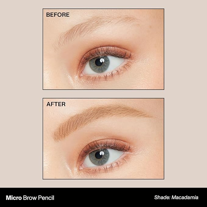 Morphe Micro Dual Eyebrow Pencil - Dual-Ended Brow Pencil Featuring a Retractable, Ultra-Precise, Pointed Tip - Richly Pigmented, Smooth-Gliding, Long-Lasting Wax Formula - Macadamia (0.003 oz)