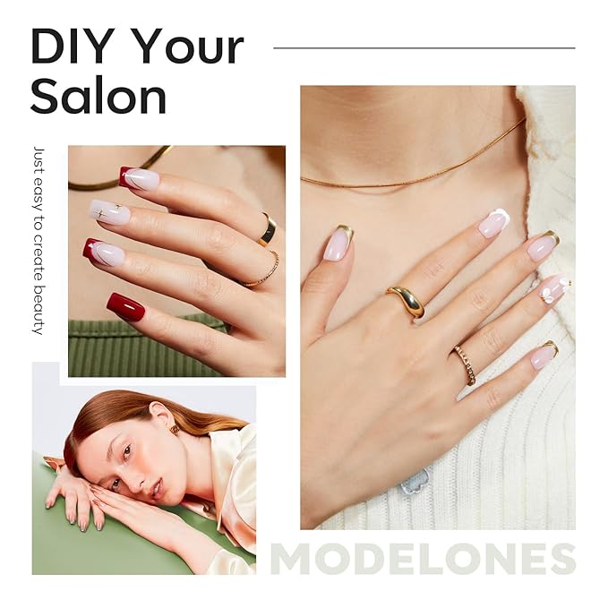 Modelones Short Square Fake Nail Tips - 510Pcs Gel Tips Pre-shaped Half Matte Full Cover Clear Acrylic Gel Kit False Press on Nails for Extension DIY Salon 15Sizes