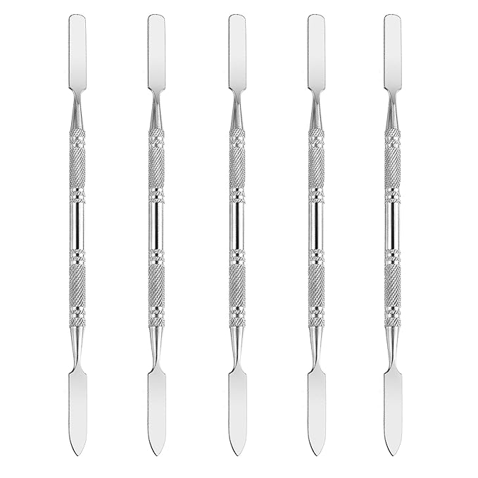 5Pcs Makeup Spatula tool metal Set Professional Beauty Stainless Steel Cosmetics Mixer Long Metal Spatula Depotting Mixing Tool (#2)