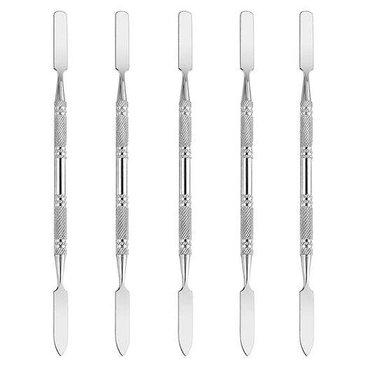 5Pcs Makeup Spatula tool metal Set Professional Beauty Stainless Steel Cosmetics Mixer Long Metal Spatula Depotting Mixing Tool (#2)