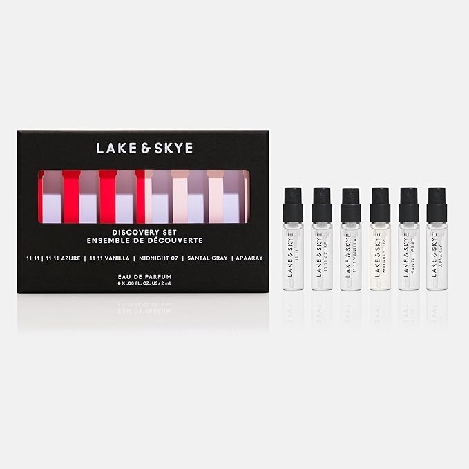 Lake & Skye 11 11 Eau de Parfum Discovery Set, 6 Spray Perfume Trial Set, Travel-sized Pack, Unisex, 6 Scents, Fragrance Sampler Gift Set, Long Lasting Fragrance