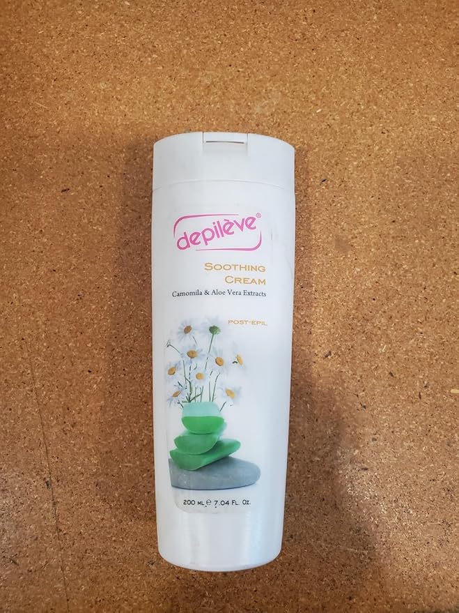 Depileve Soothing Cream - Post Wax Lotion - Enriched with Aloe Vera, Chamomile and Zinc Oxide - for All Skin Types - Skin Calming Aftercare - Makeup-Like Coverage Cream - 7 oz.