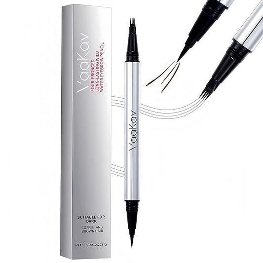 Dual-Ended Microblading Eyebrow Pencil for Women, 2 in 1 Liquid Eyebrow Pencil with Microblading Pen, Shaped Fill HairLike Waterproof Lasting Eyebrows(02 CARAMEL BROWN)