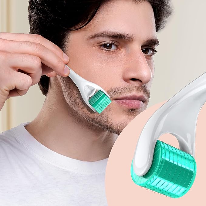 Derma Roller 192 Titanium Individual Real Micro Needles Microneedle Roller - At Home Microdermabrasion Face Beard Roller Dermal Roller