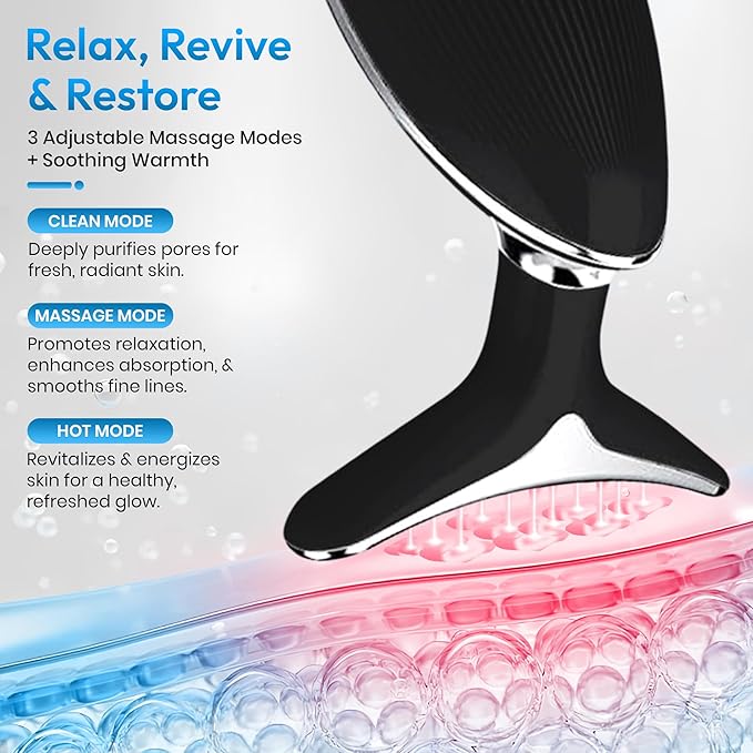 7-in-1 LED Face & Neck Massager – Skin Firming, Anti-Aging, Vibration & Heat Facial Tool for Home Use – Red & Blue Light Therapy – Model ES-1081