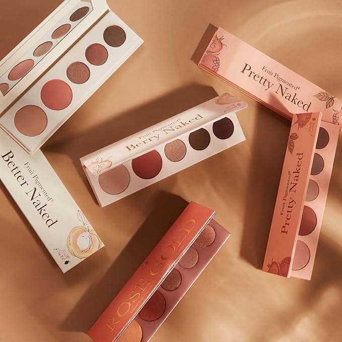 100% PURE Better Naked Makeup Palette All in One Compact 3 Eyeshadow, Blush, Face Highlighter, Fruit Pigmented Natural Nude Neutral Look for All Skin Types - Vegan (Soft Rose, Taupe, Beige Tones)