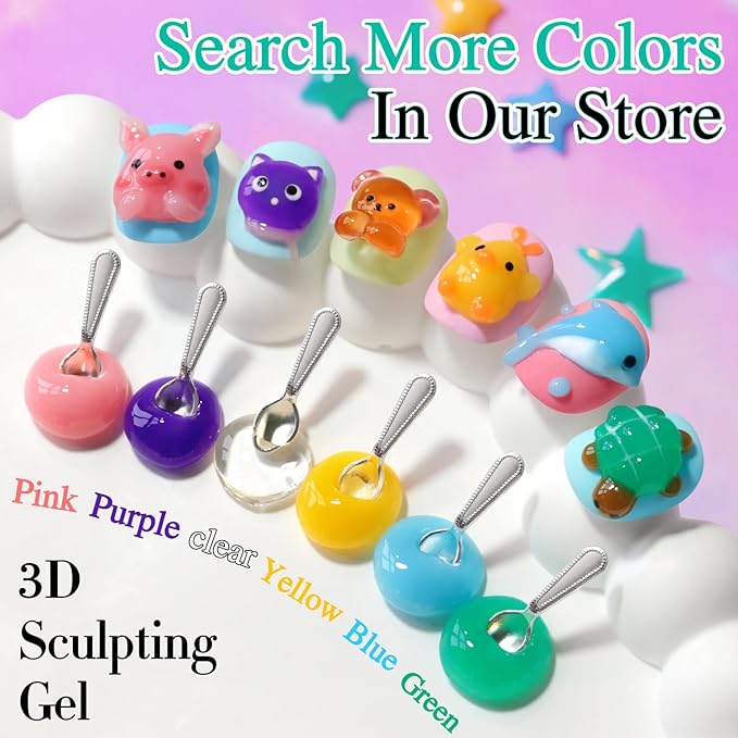 Double Rhythm 0.5 Oz 3D Nail Gel Art Sculpting No Wipe for Designs DIY Nail Art for Drawing, Molding,and Decoration (3D Sculpting Gel Green)