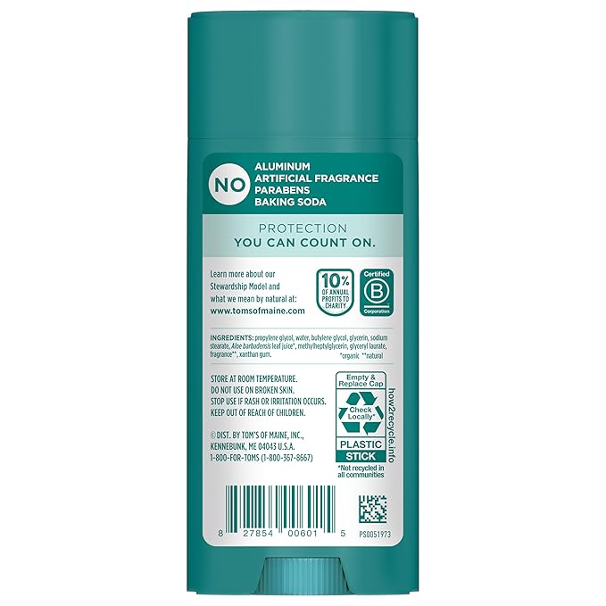 Tom's of Maine Wild Lavender Aluminum Free Natural Deodorant For Women & Men | Goes on Clear | Odor & Wetness Protection | Naturally Derived and Moisture-Locking Ingredients | 3.25 oz (2 Pack)