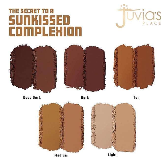 Juvia's Place Bronzed Duo Bronzer Medium - Soft Matte Bronzer, Contour Powder, Long-Wearing & Buildable Bronzing Powder - Suitable for Medium Skin Tone