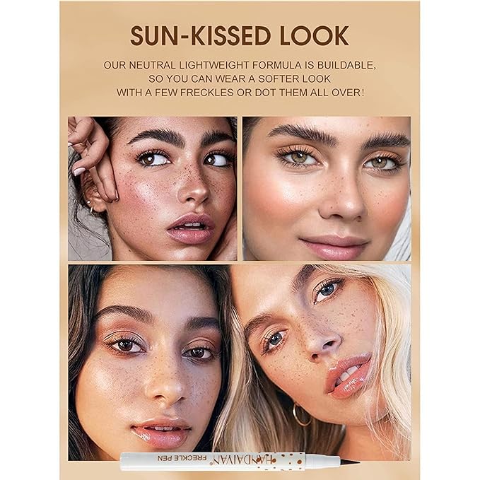 Freckle Pen 2 Colors, Natural Lifelike Freckle Makeup Pen Magic Freckle Color,Waterproof Longlasting Soft Dot Sopt Pen,for Natural Effortless Sunkissed Makeup-Chestnut&Dark Brown