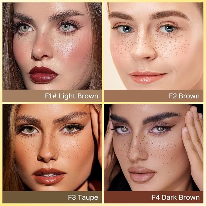 Brown Freckle Stamp with Eyeliner Pen,Natural Lifelike Freckle Makeup Pen Magic Freckle Color,Waterproof Longlasting Fake Freckles Stain Marker Pencil Face Decoration for Sunkissed Makeup,Vegan