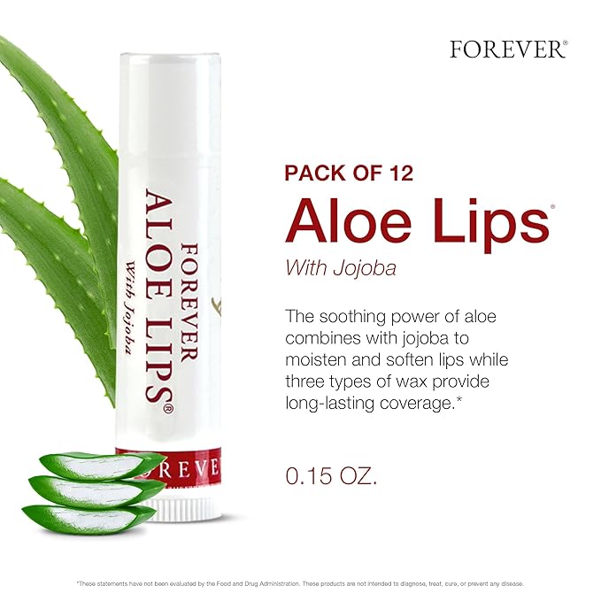 Forever Living - Forever Aloe Lips - Ultimate Lip Care for Any Weather - Moisturizing Lip Balm with Aloe, Jojoba & Beeswax - Vegan - Pack of 12
