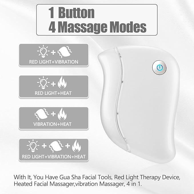 Aikertec Heat Electric Gua Sha Tool, 4-in-1 Multi-Function Face Massager, Facial, Double Chin, Awakening Skin, Deep Treatment