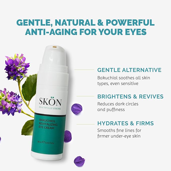 Skön Beautifully Strong Bakuchiol Eye Cream – For Wrinkles & Dark Circles – Hydrating with Pure Shea Butter – For All Skin Types – 15ml