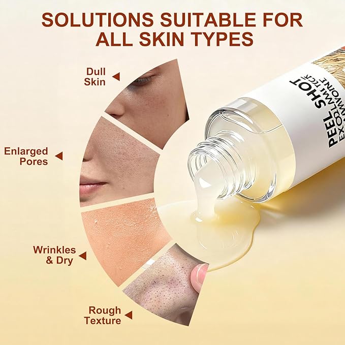 Peel Shot Glow White Rice Peeling Ampoule, White Rice Exfoliant for Face, Rice Peel Shot Minimizes Pores, Deeply Hydrating & Soothing, Gentle Scrub for All Skin Types, 80ml/2.7fl oz