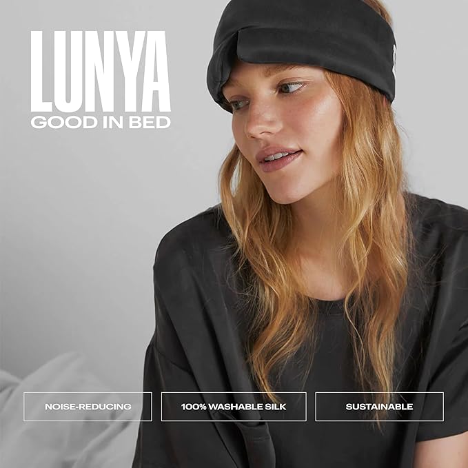 Lunya Sleep Mask with Box - Washable Silk Sleeping Mask and Headband for Beauty Routines - Thermoregulating Comfort for Restful Nights - Silk Eye Mask for Women - Large - Meditative Grey