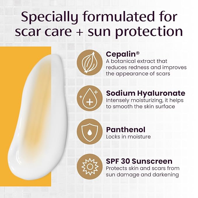Mederma Scar Cream Plus SPF 30 - Advanced Scar Treatment, Protects from Sun Damage, Reduces Appearance of Scars from Acne, Burns, Surgery & Injury, 0.7 oz