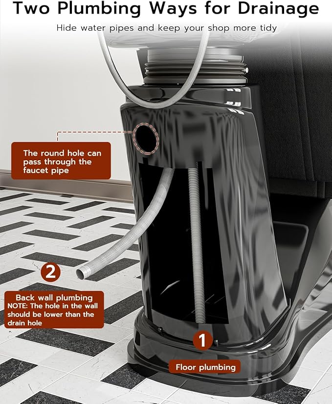 SyyBhb Shampoo Chair and Bowl for Salon, Backwash Station Sink with Tilting ABS Bowl, Barbershop Equipment