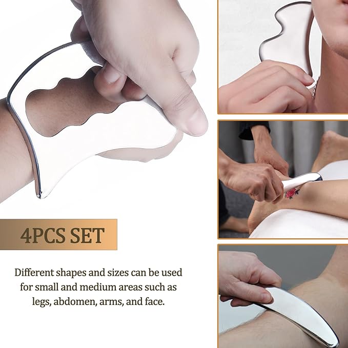FeelFree Sport 4 in 1 Gua Sha Massage Scraping Tool Set-Muscle Scraper Tools for Soft Tissue Mobilization,Physical Therapy for Back, Legs, Arms
