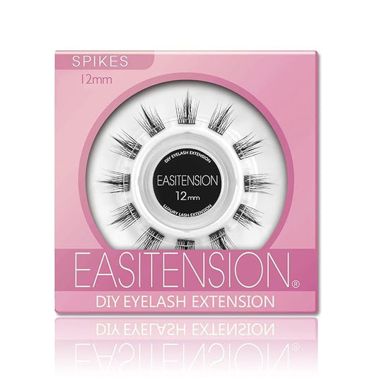 DIY Eyelash Extension, 3D Effect Individual Melt Flare Lash Cluster Natural Lashes Set, Home Eyelash Extension, D curl Lashes Pack 12mm,14mm (12MM-Spikes)