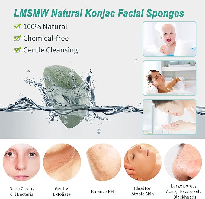 Organic konjac cleansing facial sponges