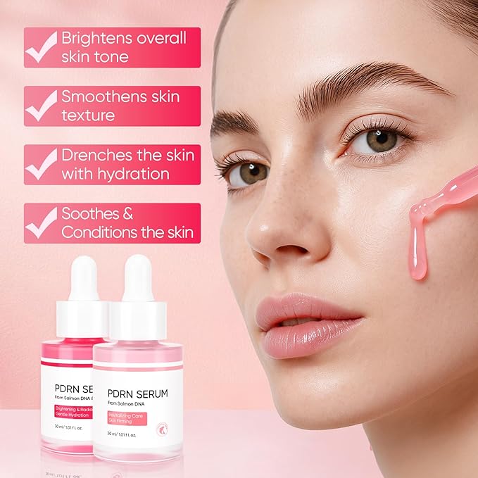 PDRN Serum, Pdrn Pink Peptide Serum, with Salmon DNA & Rose Combo Pack, Gentle Skincare for Radiance & Moisture, 30ml / 1.01 fl.oz