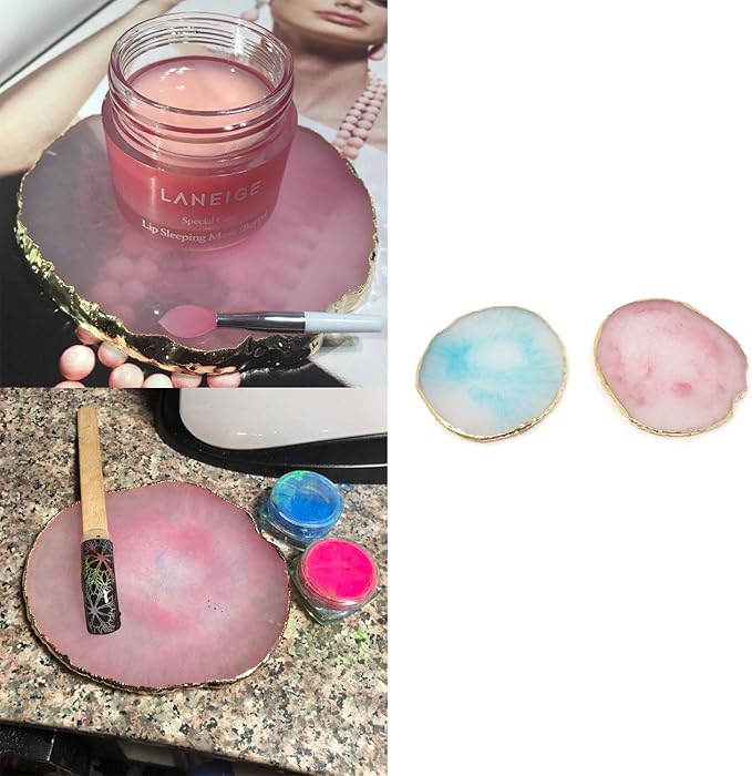 Honbay 2PCS Golden Edge Resin Nail Art Palettes