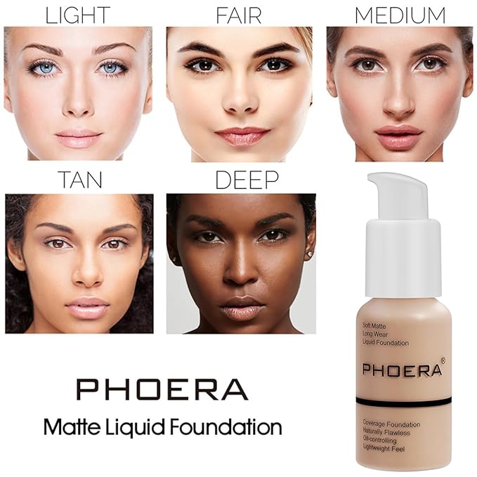 PHOERA Foundation,6 Pcs Matte Liquid Lipstick