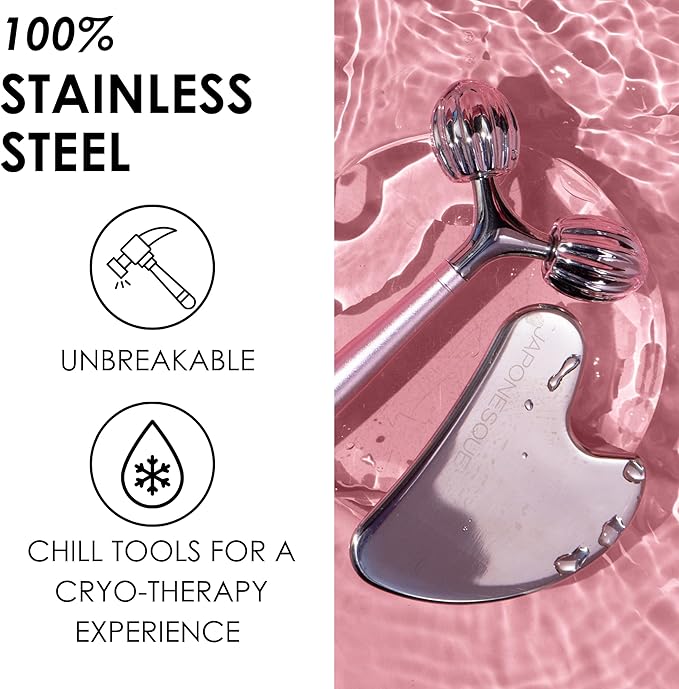 JAPONESQUE SKINTherapy Contouring Facial Tool V Roller for Lymphatic Drainage, Facial Massage, Relieves Tension and Improves Absorption of Skin Care Products