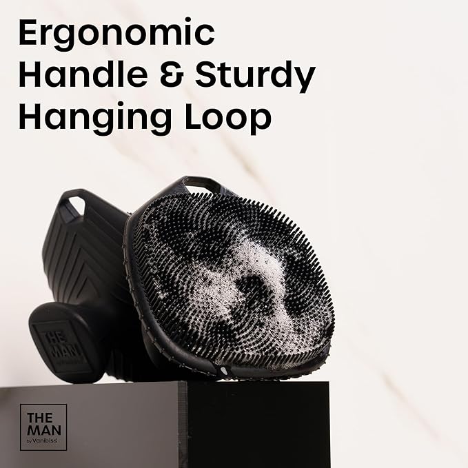 The Man Face Scrubber & Hook - Silicone Face Scrubber for Men, Gentle Exfoliating Face Massager, Flex Face Brush for Men, Removes Dead & Dry Skin, Skin Care Scrub, Shower Facial Cleansing Brush (1Set)