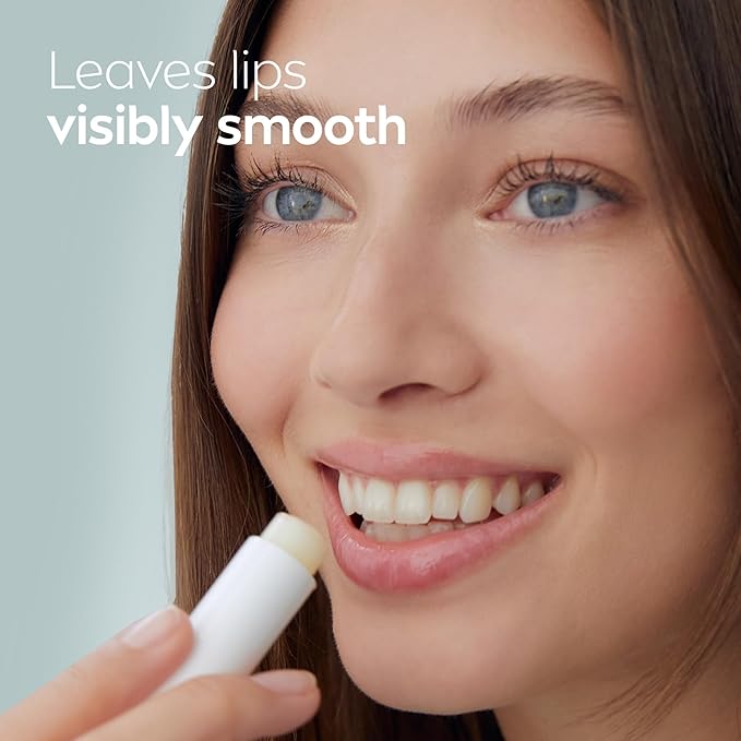 NIVEA Dewy Lip Balm with Hyaluronic Acid, Skin Care Gifts for Mom, Leaves Visibly Less Noticeable Lip Lines and No Waxy Feel, 0.18 Oz, Pack of 4