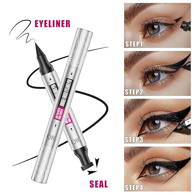 Patent Registered Eyeliner Stamp, Left & Right Winged Cat Eye Liner, Dual-sided Black Liquid Makeup Pen for Women