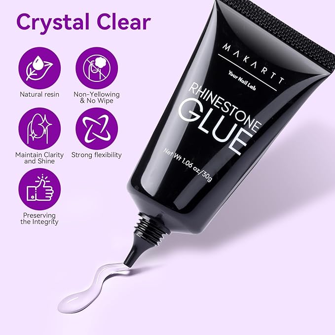Makartt Rhinestone Glue for Nails 12PCS 30ML, Super Strong Gel Adhesive for Nail Salon, 3D Nail Art, Gem Jewelry & Nail Charm Decoration