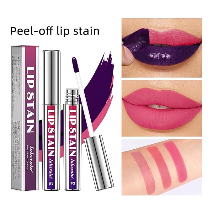 Petansy Peel Off Lip Tint 3 Colors Detachable Lip Liner Long Lasting Waterproof Matte Lip Gloss Liquid Lipstick Pigmented Lip Pencil (3Colors/Set)