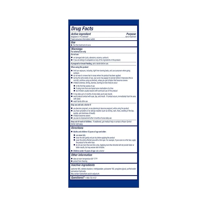 Differin acne treatment gel, 30