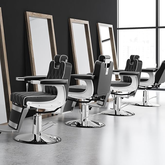 OmySalon Vintage Barber Chair All Purpose Wide Seat, 360° Swivel,Reclining Salon Chair Heavy Duty for Barbershop Beauty Spa Shampoo