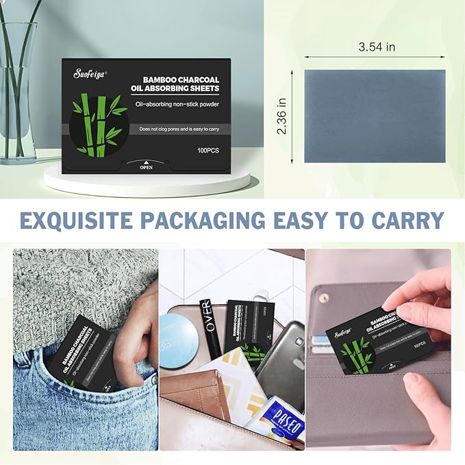 Natural Bamboo Charcoal Oil Absorbing Tissues - 4pk/400