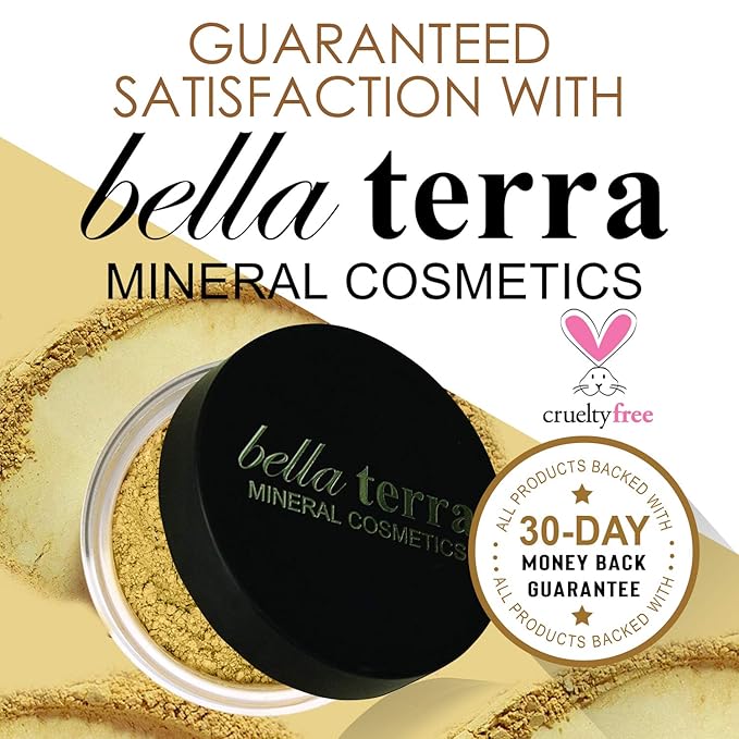 BellaTerra Cosmetics Mineral Powder Foundation – Honey | Golden Medium Shade | Long-Lasting Matte Mineral Makeup for a Radiant, Even Complexion 9g