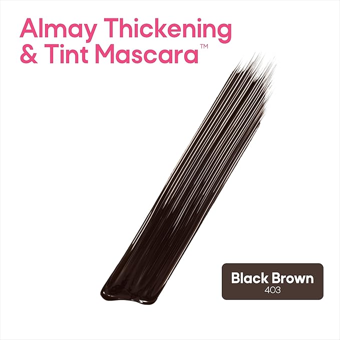 Almay Thickening & Tint Mascara, Instant Soft Full Volume, Conditions & Darkens Natural Lashes Over Time, No Flaking or Clumping, 403 Black Brown, 0.28 fl oz