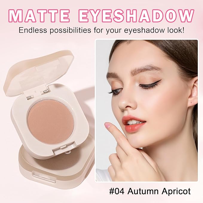 Single Eyeshadow Nude Eyeshadow Primers,Matte Ultra Fine Lightweight Powder Multiuse Blendable Makeup Eyeshadow for Women Girls,High Pigment Daily Warm Tone Eyes Makeup (04 Autumn Apricot)