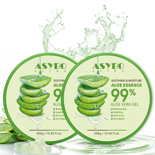 300x2 ML Natural Aloe Vera Gel -Organic Moisturizing Aloe Vera, Soothing and Hydrating, Sunburn and Scar Repair, After Sun Care for Face Body Hair
