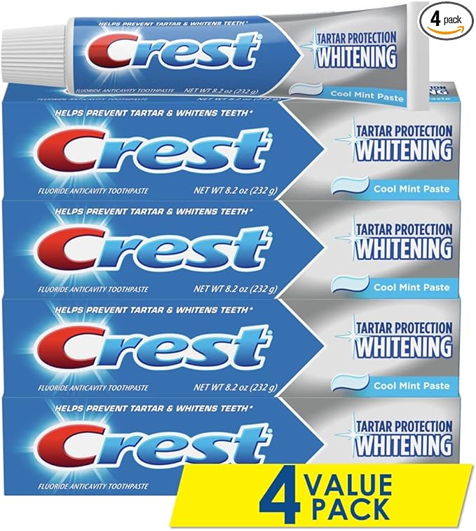 Crest Tartar Protection Whitening Cool Mint Flavor Toothpaste 8.2 Oz (Pack of 4)