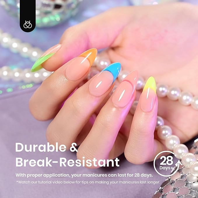 Beetles Gel Nail Tips Medium Almond Etch X, 12 Sizes 288 PCS Half Matte Full Cover Press on False Nail Tips Clear Acrylic Nails Extension Glue on Nails DIY Gift for Women