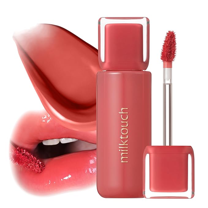 MILKTOUCH Jelly Fit Lip Tint (05 Apple Pom) with Cooling Plumping Effect and Water-Based Non-Sticky Texture | Long Lasting Korean Beauty Lipstain Tinted Gloss Oil Brown K Makeup
