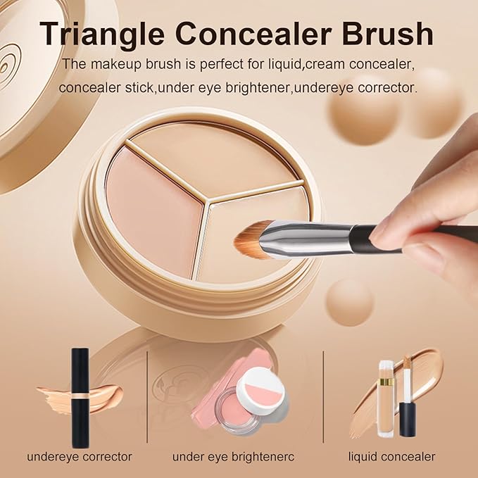Concealer Brush Under Eye Makeup Foundation Brush,Undereye Corrector Makeup Brush Under Eye Brightener Contour Blending Brush,Triangle Precise Coverage Dark Circles Concealer Makeup Brush