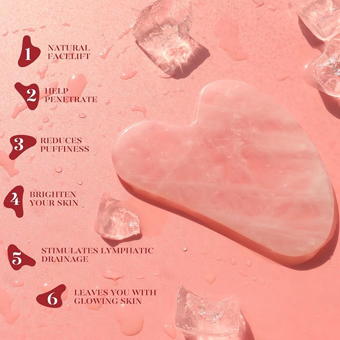 BAIMEI IcyMe Jade Roller & Gua Sha, Face Roller Redness Reducing Skin Care Tools, Self Care Pink Gift for Men Women, Massager for Face, Eyes, Neck, Relieve Fine Lines and Wrinkles - Rose Quartz