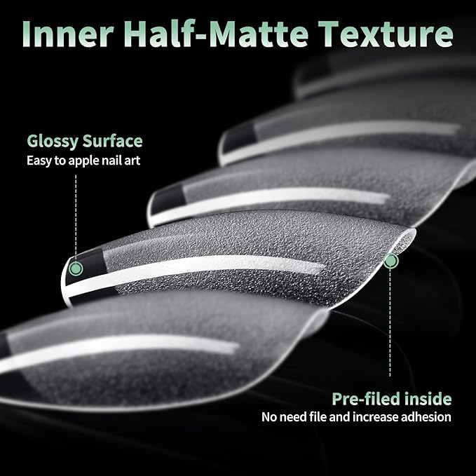 XXL Long Square Nail Tips, 120pcs Acrylic Fake Nails Gel Nail Tips Soft, Full Cover Pre-Shaped Matte Clear Press on Nails for Extension, Diy at Home Manicure 12 Sizes