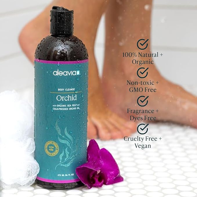 Aleavia Body Cleanse – Organic & All-Natural Prebiotic Body Wash with Pure Cold-Pressed Orchid Oil – Nourish Your Skin Microbiome – 16 Oz