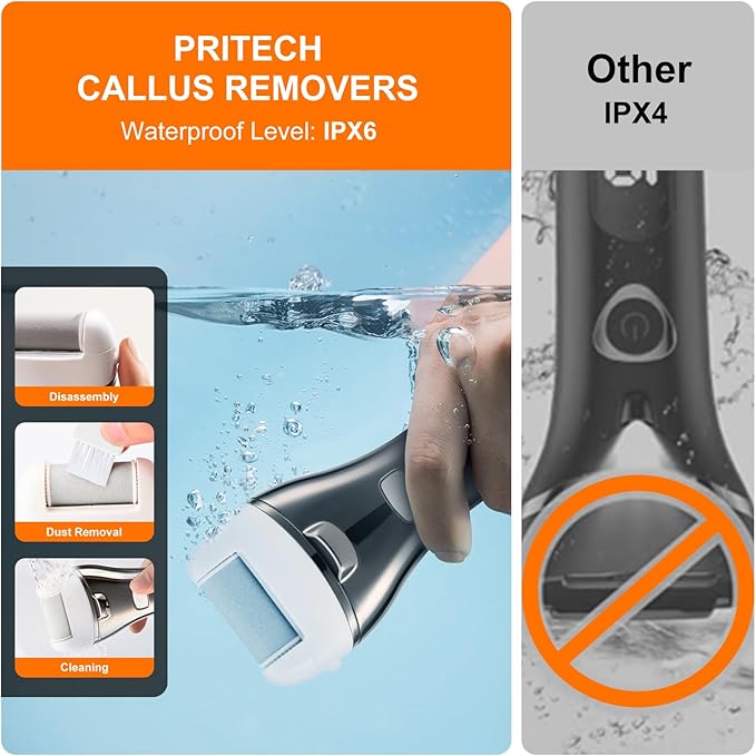 Electric Foot Callus Remover, Rechargeable Portable Electronic Foot File Pedicure Kits, 3 Roller Heads, 3 Speed, Battery Display for Remove Cracked Heels Calluses and Dead Skin